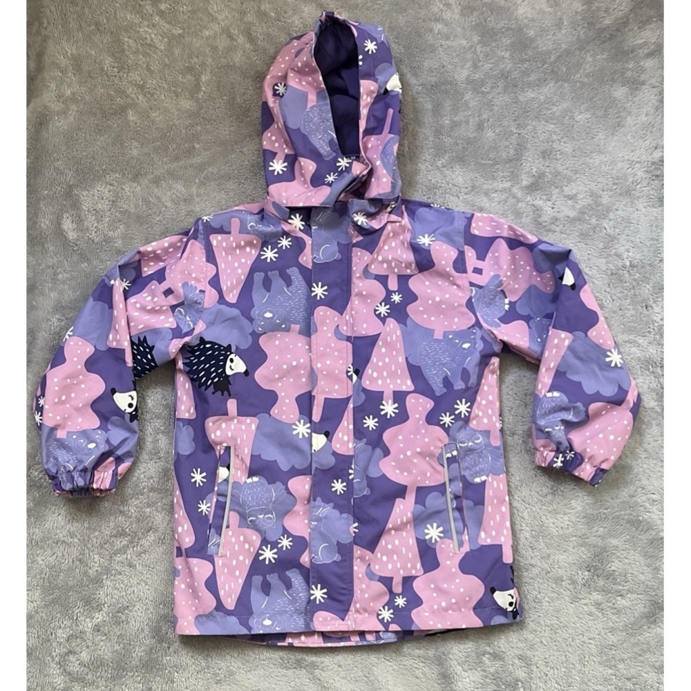 Youth Top & Sky  Jacket Sz 150 ( 10-12) purple hedgehog/fox/rabbit Removal Hood